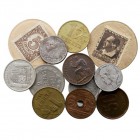 CENTENARIO DE LA Peseta II REPÚBLICA Lote de 12 monedas. AR/AE. 5 Céntimos 1937 (2), 25 Céntimos 1938, 50 Céntimos 1937 (orla puntos redondos y cuadra...