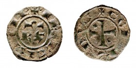 MONEDAS EXTRANJERAS ITALIA Conrado I. Dinero. AE. (1250-1254) Messina. Spahr 155. MBC-