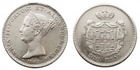 MONEDAS EXTRANJERAS PORTUGAL María II. 500 Reis. AR. 1842. Gomes 39,05. Golpe en canto, si no MBC+
