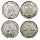 MONEDAS EXTRANJERAS SUDÁFRICA 5 Shillings. AR. Lote de 2 monedas. 1952 (KM.41) y 1960 (KM.55) EBC a EBC-