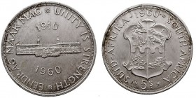 MONEDAS EXTRANJERAS SUDÁFRICA 5 Shillings. AR. 1960. KM.55. EBC