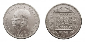 MONEDAS EXTRANJERAS SUECIA Gustavo VI. 5 Coronas. AR. 1966. KM.839. EBC+