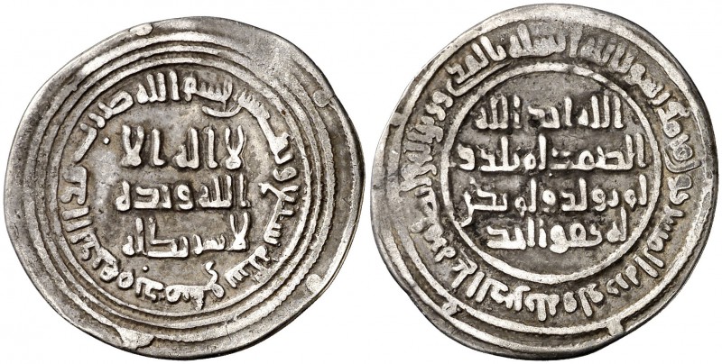 * AH 87. Califato Omeya de Damasco. Al-Walid I. Damasco. Dirhem. (S.Album 128) (...