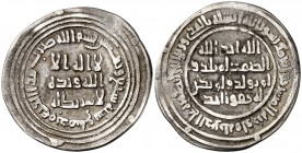 * AH 87. Califato Omeya de Damasco. Al-Walid I. Damasco. Dirhem. (S.Album 128) (Lavoix 270). 2,36 g. MBC.