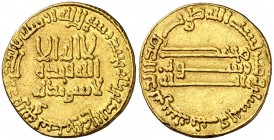 * AH 153. Califato Abasida de Bagdad. Abd-Allah al-Mansur. Dinar. (S.Album 212) (Lavoix 597). 4,21 g. MBC+.