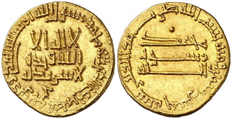 * AH 165. Califato Abasida de Bagdad. Al-Mahdí. Dinar. (S.Album 214) (Lavoix 680...