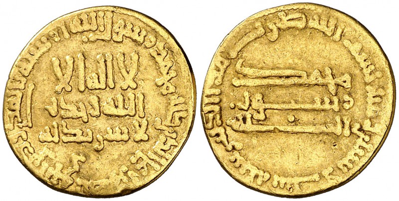 * AH 166. Califato Abasida de Bagdad. Al-Mahdí. Dinar. (S.Album 214) (Lavoix 682...
