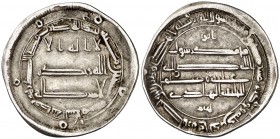 * AH 170. Califato Abasida de Bagdad. Al-Hady. Medina al-Salam. Dirhem. (S.Album 217.2). 2,89 g. Único año con "Ibra/him". Escasa. MBC+.