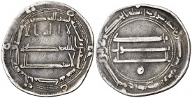 * AH 190. Califato Abasida de Bagdad. Harun al-Rashid. Al-Muhammadiya. Dirhem. (S.Album 219.2) (Lavoix 825). 2,89 g. MBC.