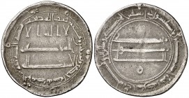* AH 191. Califato Abasida de Bagdad. Harun al-Rashid. Al-Muhammadiya. Dirhem. (S.Album 219.2) (Lavoix 826). 2,86 g. MBC.
