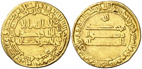 * AH 215. Califato Abasida de Bagdad. Al-Mamun Abd-Allah. Misr. Dinar. (S.Album 222A.2) (Lavoix 894). 4,17 g. Escasa. MBC.