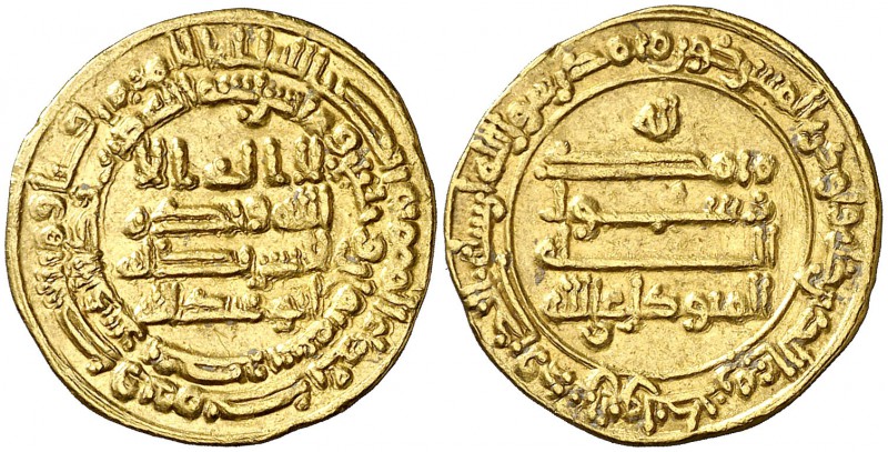 * AH 238. Califato Abasida de Bagdad. Al-Mutawakil. Misr. Dinar. (S.Album 229.2)...