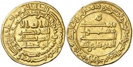 * AH 238. Califato Abasida de Bagdad. Al-Mutawakil. Misr. Dinar. (S.Album 229.2) (Lavoix 951). 4,14 g. Escasa. MBC+.