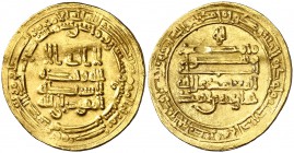 * AH 277. Tulunidas de Egipto y Siria. Kumarawayh ibn Ahmed. Misr. Dinar. (S.Album 664.1) (Lavoix 29). 4,06 g. Citando al Califa de Bagdad, al-Mutamid...