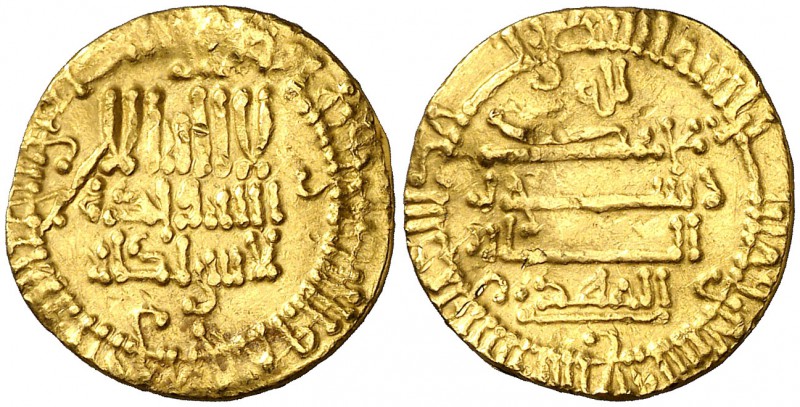 * AH 297. Fatimidas de Egipto y Siria. Al-Mahdy Abd-Allah. Dinar. (Nicol 78, tip...