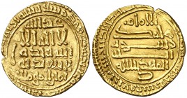 * AH 324. Fatimidas de Egipto y Siria. Al-Mahdy Abd-Allah. Dinar. (S.Album 688A). 4,18 g. Sin nombre de ceca, pero acuñada en Segilmesa. Levemente des...