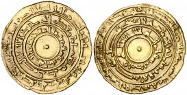 * AH 343. Fatimidas de Egipto y Siria. Al-Mu'izz Abu al-Tamim. Al-Mansuriya. Dinar. (S.Album 697.1). 4,14 g. EBC.