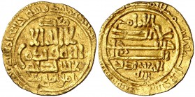 * AH 355. Fatimidas de Egipto y Siria. Al-Mu'izz Abu al-Tamim. Dinar. (S.Album 697.2) (Mitch. W. of I. 542 sim). 4,20 g. Sin marca de ceca, pero acuña...