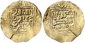 * AH 974. Imperio Otomano. Selim II ibn Suleyman. Medina Tilimsan. 1/4 de dinar. (S.Album M1324 sim). 1,05 g. Acuñación otomana en Argelia, con módulo...