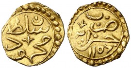 * AH 1157. Imperio Otomano. Argelia. Mahmud I. Argel. 1/4 sultani. (Kr. 18) (Fr. 26). 0,84 g. EBC-.
