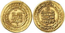 * AH 331. Samánidas de Transoxiana. Nasr II ibn Ahmad. Nishabur. Dinar. (S.Album 1449) (Mitch. W. of I. 670 sim). 4,14 g. Citando al Califa al-Mottaki...