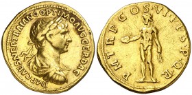 (116 d.C.). Trajano. Áureo. (Spink 3098) (Co. 275 var) (RIC. 347 var) (Calicó 1067). 7,17 g. MBC+.