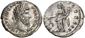 (167 d.C.). Lucio Vero. Denario. (Spink 5361) (S. 297) (RIC. 576). 3,29 g. Bella. EBC+/EBC.