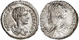 (198-209 d.C.). Geta. Denario. 3,47 g. Bella. Rara. EBC.