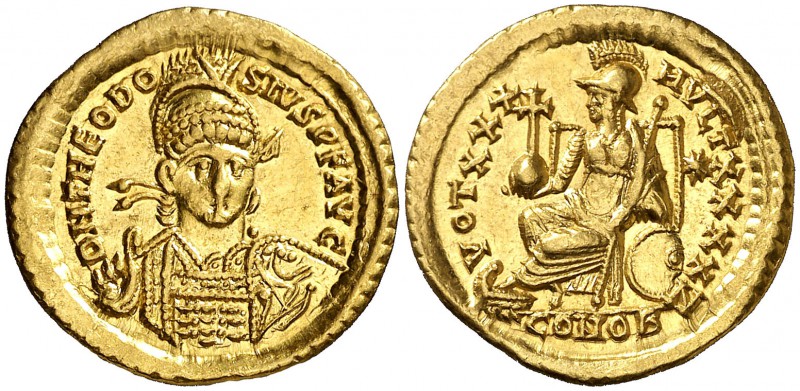 (430-440 d.C.). Teodosio II. Constantinopla. Sólido. (Spink 21158) (Ratto 174) (...