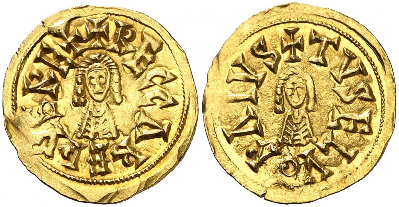 Recaredo I (586-601). Elvora (Talavera de la Reina). Triente. (CNV. 102.1) (R.Pl...