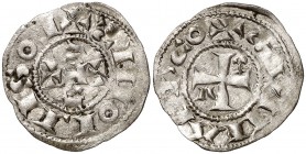 Comtat del Roselló. Gerard I (1102-1115). Perpinyà. Diner. (Falta en Cru.V.S. y Cru.C.G.). 0,70 g. Muy rara. MBC+.