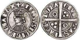 Alfons II (1285-1291). Barcelona. Croat. (Cru.V.S. 331) (Cru.C.G. 2148). 2,89 g. Leves oxidaciones. MBC.