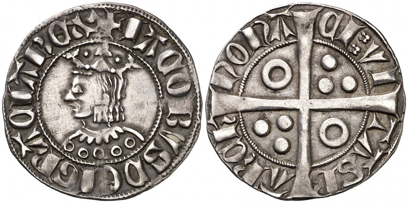 Jaume II (1291-1327). Barcelona. Croat. (Cru.V.S. 337.3) (Badia 99, mismo ejempl...