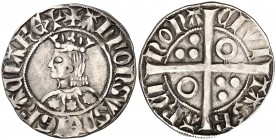 Alfons III (1327-1336). Barcelona. Croat. (Cru.V.S. 366.1 falta var) (Cru.C.G. 2184i) (AN. 19 pág. 145, nº 156A, mismo ejemplar). 3,12 g. Flores de se...