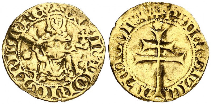 Pere III (1336-1387). Mallorca. Quart de ral d'or. (Cru.V.S falta) (Cru.C.G. 225...