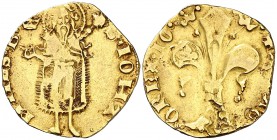 Joan I (1387-1396). València. Florí. (Cru.V.S. 471) (Cru.Comas 33) (Cru.C.G. 2280). 3,38 g. Marca: corona. MBC.