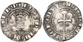 Jaume II de Mallorca (1276-1285/1298-1311). Mallorca. Mig ral. (Cru.V.S. 535) (Cru.C.G. 2502). 1,80 g. Bella. Muy rara. (EBC-).