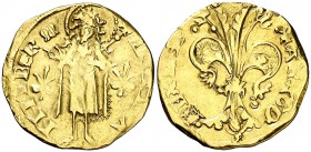 Alfons IV (1416-1458). Mallorca. Florí. (Cru.V.S. 794) (Cru.Comas 100) (Cru.C.G. 2839). 3,41 g. Marcas: lirios. Rara. MBC/MBC+.