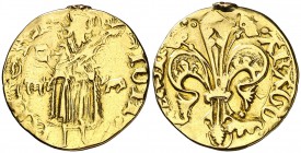 Alfons IV (1416-1458). Mallorca. Florí. (Cru.V.S. 796) (Cru.Comas 102) (Cru.C.G. 2840). 3,38 g. Marca: bueyes (el de la izquierda peculiar). Sirvió co...