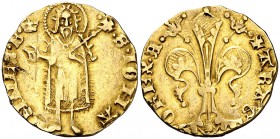 Alfons IV (1416-1458). València. Florí. (Cru.V.S. 811.1) (Cru.Comas 89) (Cru.C.G. 2832). 3,44 g. Marca: corona. Rayita. Ex Áureo 17/10/1995, nº 317. E...