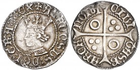 Alfons IV (1416-1458). Barcelona. Croat. (Cru.V.S. 817.1) (Badia 481, mismo ejemplar) (Cru.C.G. 2863, es una impronta pero mismo ejemplar). 3,21 g. El...