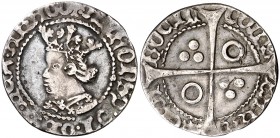 Alfons IV (1416-1458). Perpinyà. Croat. (Cru.V.S. 825) (Cru.C.G. 2868a). 2,77 g. Pátina oscura. Ex Áureo 19/12/1995, nº 261. MBC.