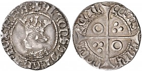 Alfons IV (1416-1458). Perpinyà. Croat. (Cru.V.S. 825.9) (Cru.C.G. 2868l). 3,16 g. Buen ejemplar. Preciosa pátina. Rara así. MBC+.