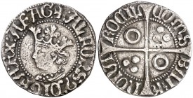 Alfons IV (1416-1458). Perpinyà. Croat. (Cru.V.S. 827.1) (Badia 612, mismo ejemplar) (Cru.C.G. 2869a). 2,95 g. Ex ANE 03/12/1985, nº 349. Ex Colección...