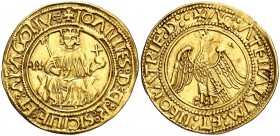 Joan II (1458-1462/1472-1479). Sicilia. Ral d'or. (Cru.V.S. 968) (Cru.C.G. 3007) (MIR. 229-1). 3,89 g. Atractiva. Rara. EBC-.
