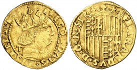 Ferran I de Nàpols (1458-1494). Nàpols. Ducat. (Cru.V.S. 996) (Cru.C.G. 3403) (MIR. 64/8). 3,41 g. Buen ejemplar. Rara. MBC+/EBC-.