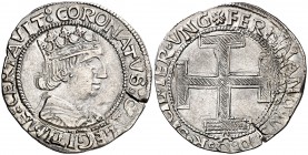 Ferran I de Nàpols (1458-1494). Nàpols. Coronat. (Cru.V.S. 1005 var) (Cru.C.G. 3415 var) (MIR 68/1). 3,91 g. Grieta. Buen ejemplar. MBC+.