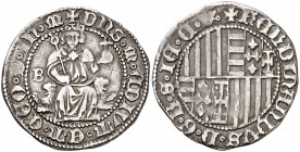 Ferran I de Nàpols (1458-1494). Nàpols. Carlí. (Cru.V.S. 1028) (Cru.C.G. 3441 var) (MIR 72/3). 3,42 g. Dos rayitas. Ex Áureo 10/03/2005, nº 1059. Rara...