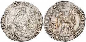 Alfons II de Nàpols (1494-1495). Nàpols. Coronat. (Cru.V.S. 1091 var) (Cru.C.G. 3506 var) (MIR 89/1). 3,92 g. Preciosa pátina. Ex ANE 25/06/1987, nº 9...