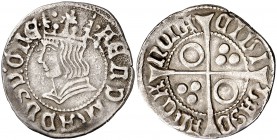 Ferran II (1479-1516). Barcelona. Croat. (Cru.V.S. 1139.3 var) (Badia 709) (Cru.C.G. 3068b var). 3,08 g. Atractiva. Ex Áureo 15/12/2004, nº 416. MBC+....